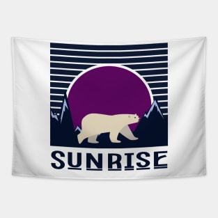 minimalistic purple sunrise with polar bear Tapestry