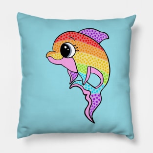 Love Everyone Rainbow Dolphin Pillow