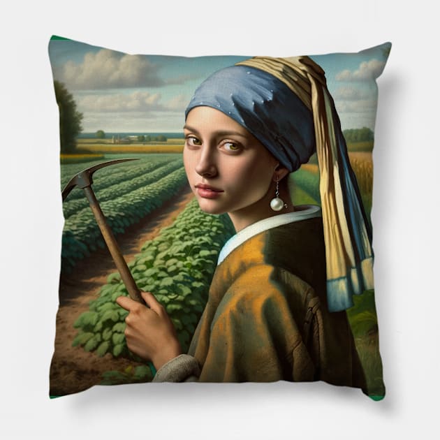 Unity in Harvest: Cesar Chavez Day Pearl Earrings Girl Pillow by Edd Paint Something