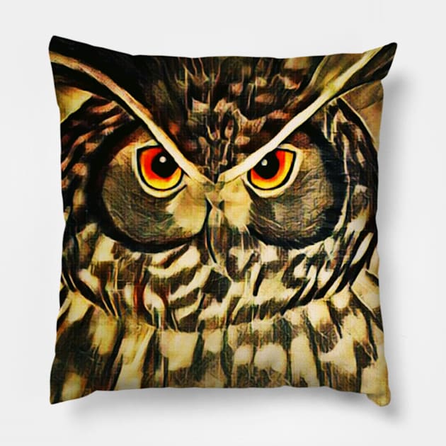 Golden Owl Pillow by Kcinnik