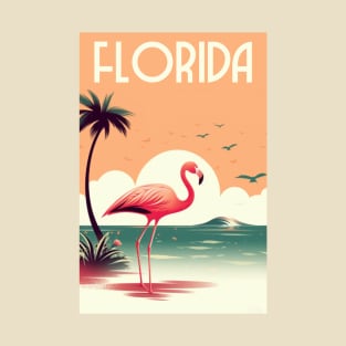 Vintage Travel Poster - Florida - Flamingo v01 T-Shirt