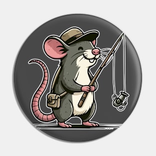 cute rat fishing Pin