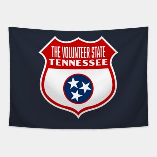 The Volunteer State Tennessee Retro Flag Shield (Red) Tapestry