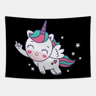 Cute Flying Unicorn Tapestry