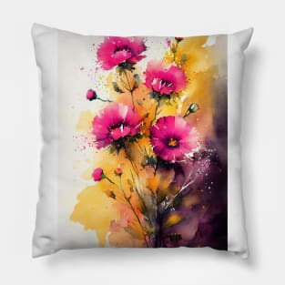 Spring times flowers watercolor art Pillow