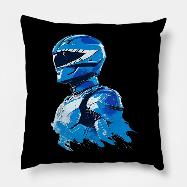 blue power ranger Pillow by Ninja banana