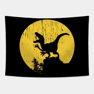 Funny Halloween Dinosaur Moon Silhouette Velociraptor Tapestry