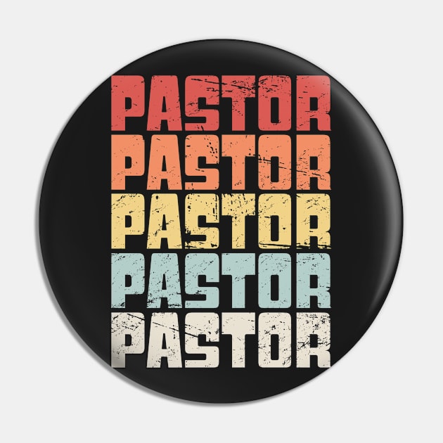 Vintage 70s PASTOR Text Pin by MeatMan