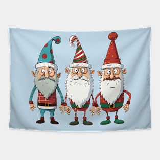 Three Funny Christmas Friends Tapestry