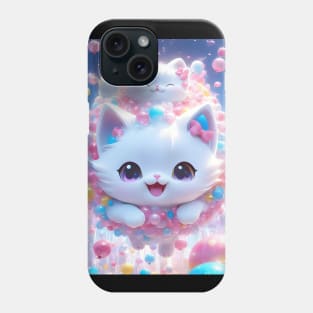 Cute Kawaii white cat with balloons Phone Case