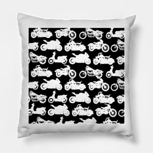 Motorcycle Collection Black Background Pillow