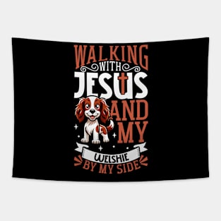 Jesus and dog - Welsh Springer Spaniel Tapestry