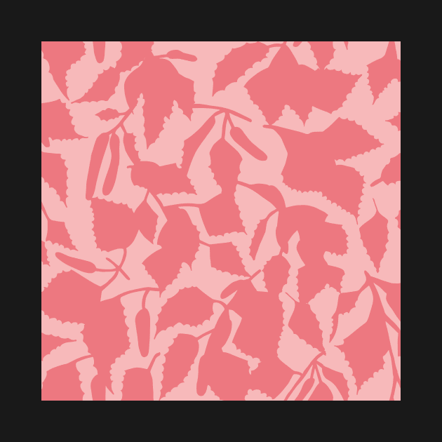 Birch leaves pink on light pink, seamless pattern by colorofmagic