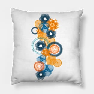 Oranges and Bluebells: a Patterned Spirograph Collage Pillow