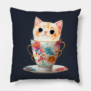 Cat in cup - Cute cat Pillow