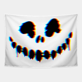 Creepy Glitch Skull Tapestry