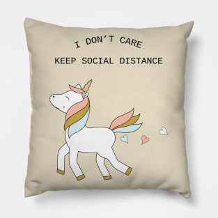 Unicorn - keep social distance - black text Pillow