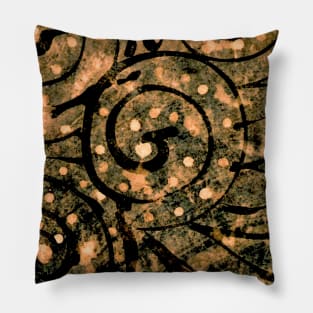 bleach art tie dye black and brown Pillow