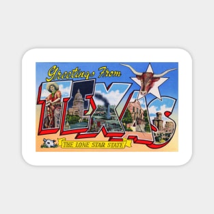 Greetings from Texas, the Lone Star State - Vintage Large Letter Postcard Magnet