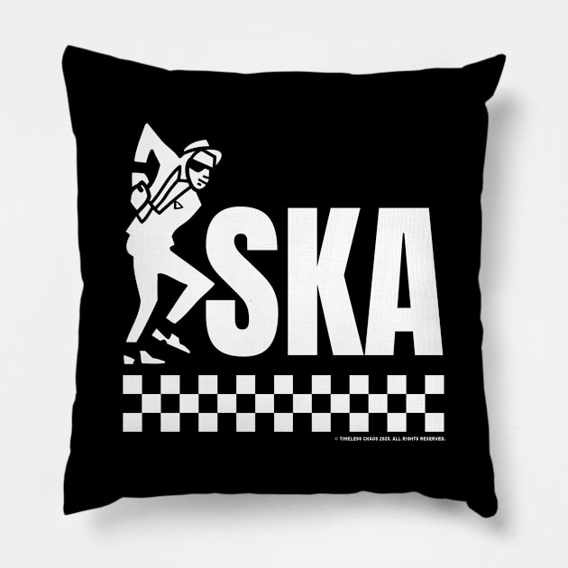 Ska Dancing Rude Boy Design White Print Pillow by Timeless Chaos