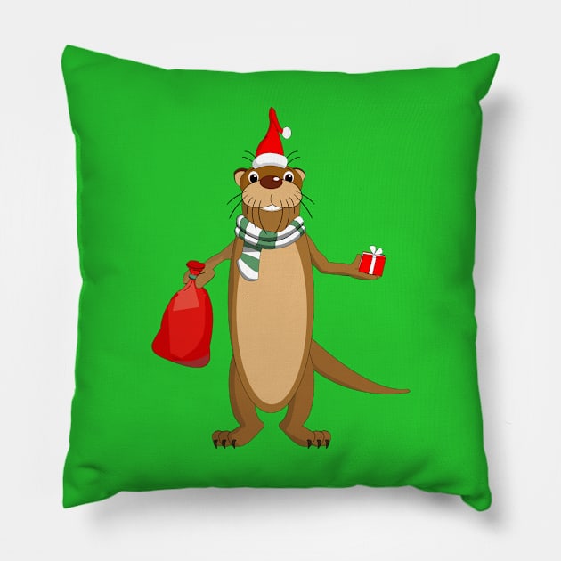 Ottermas - Christmas Otter Pillow by Dogefellas