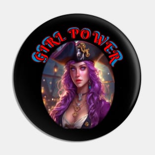 Girl power, she pirate in purple Pin