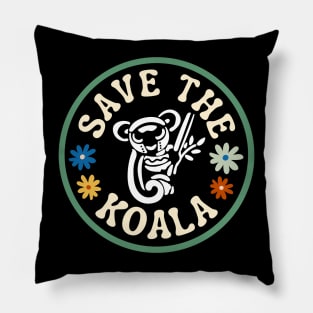 Retro Australian Save The Koalas Day National Koala Day Save Australian Animals Badge Pillow