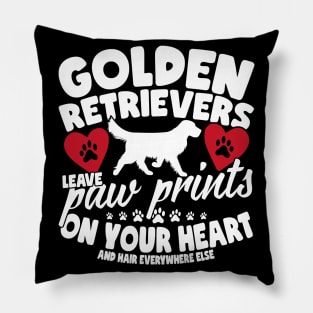 Golden Retrievers Leave Paw Prints On Your Heart Pillow