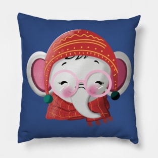 Cute Scarved Baby Elephant Pillow