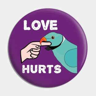 Love Hurts Blue Indian Ringneck Male Parrot Biting Pin