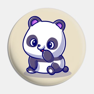 Cute Panda Is Sitting Cartoon Pin