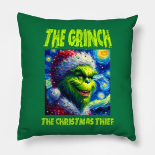 Grinch in starry night Pillow