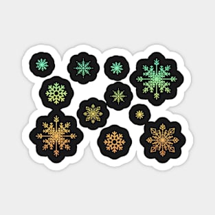 Bright Orange Ombre Faux Glitter Snowflakes Magnet