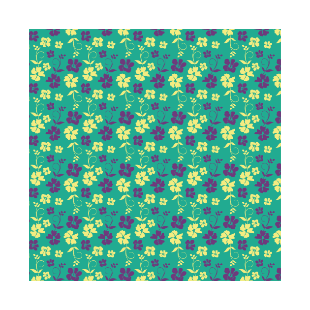 Botanic Floral Pattern Yellow Purple Green Pastel by jodotodesign