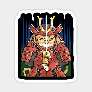 Samurai Cat Japanese Ninja Kawaii Ukiyo-e Magnet