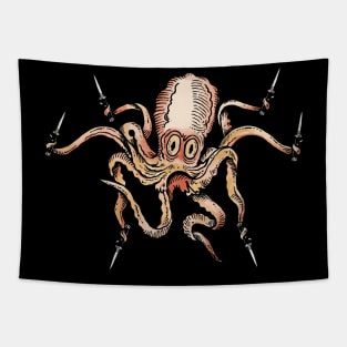 Octopus with Switchblades Tapestry