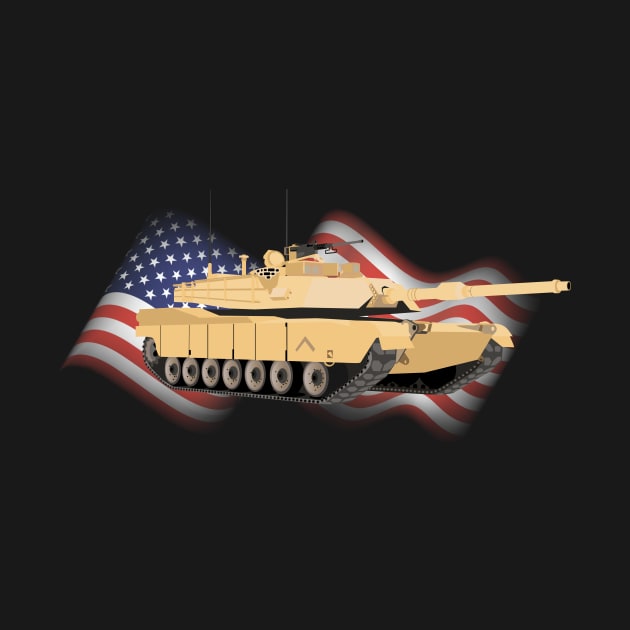 M1A1 / M1A2 Abrams Tank with American Flag by NorseTech