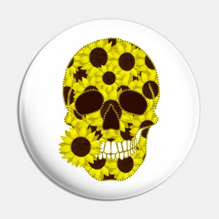 Sunflower Skull Pin