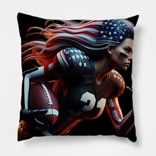 American Woman NFL Football Player #21 Pillow