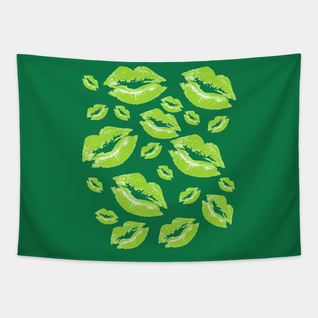 Cover Me In Kisses Citrus Green Lipstick Flirtatious Fun Tapestry by taiche