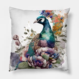 Peacock Floral Pillow