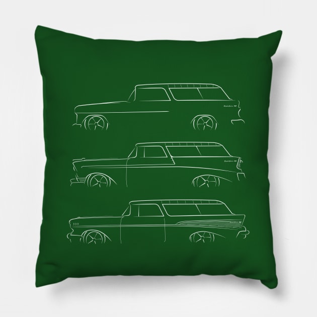 Evolution of the Chevy Nomad - profile stencil, white Pillow by mal_photography