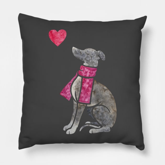 Watercolour Italian Greyhound dog Pillow by animalartbyjess