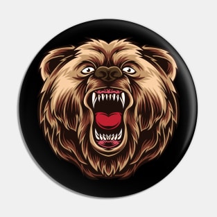 Growling Angry Bear Pin