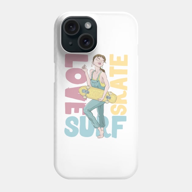 Love surf skate Phone Case by motylanoga