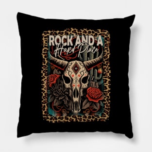 Rock And A Hard Place Country Skull Bull Music Flowers Pillow