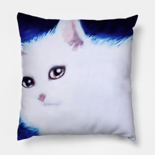 Glowing White Cat Painting Pillow