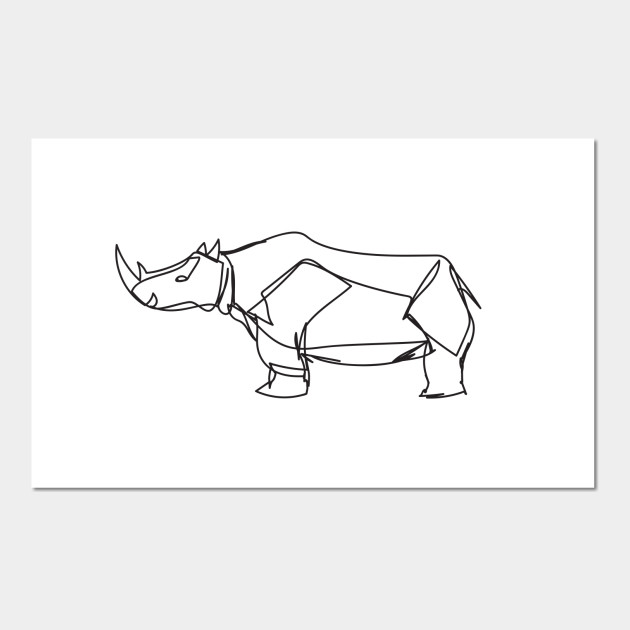 Rhino Continuous White Line Rhino Posters And Art Prints