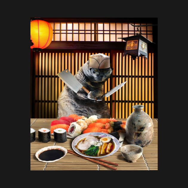 Chonk Cat Sushi Chef by Random Galaxy