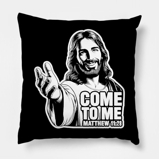 Matthew 11:28 Come To Me I Will Give You Rest Pillow by Plushism